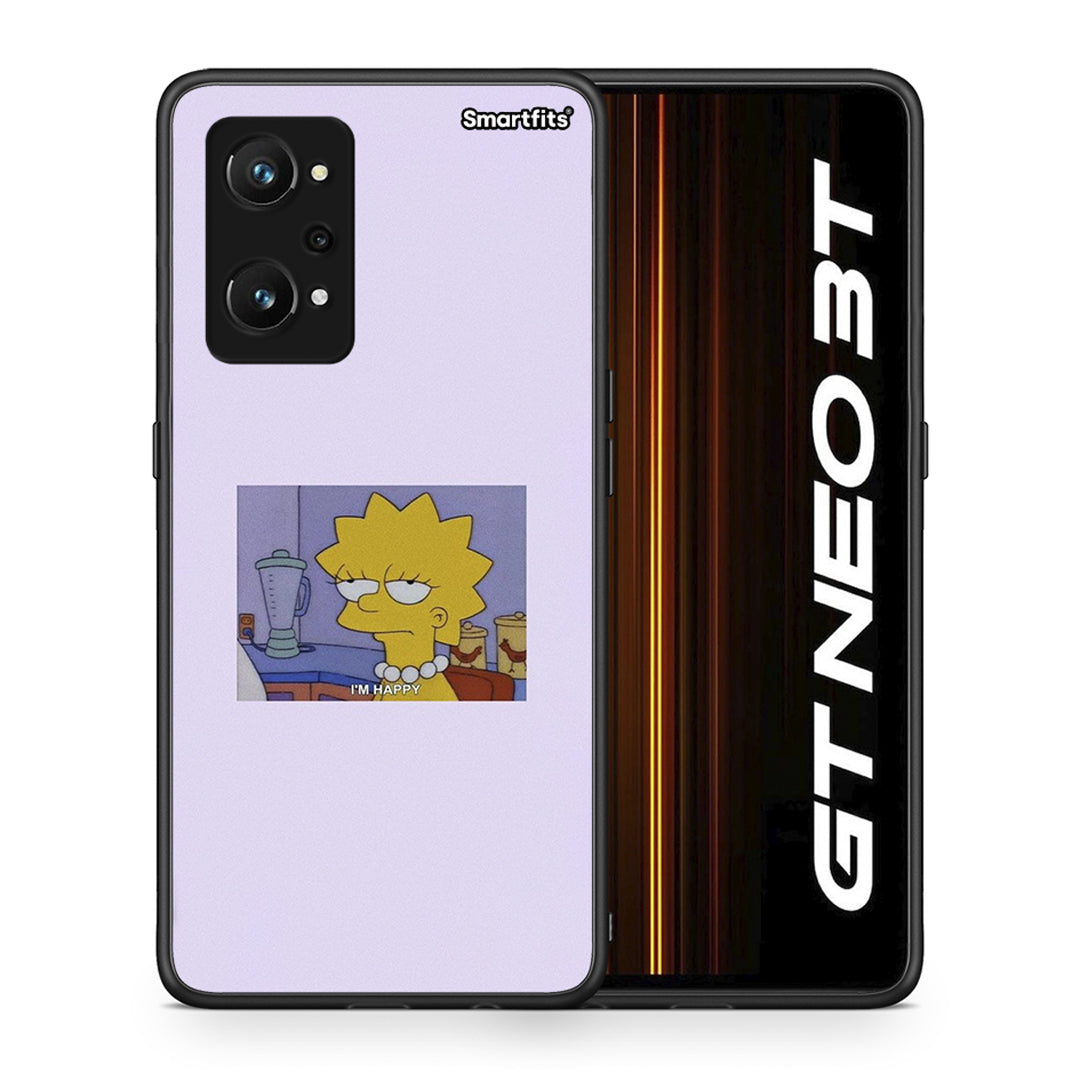 Θήκη Realme GT Neo 3T So Happy από τη Smartfits με σχέδιο στο πίσω μέρος και μαύρο περίβλημα | Realme GT Neo 3T So Happy case with colorful back and black bezels