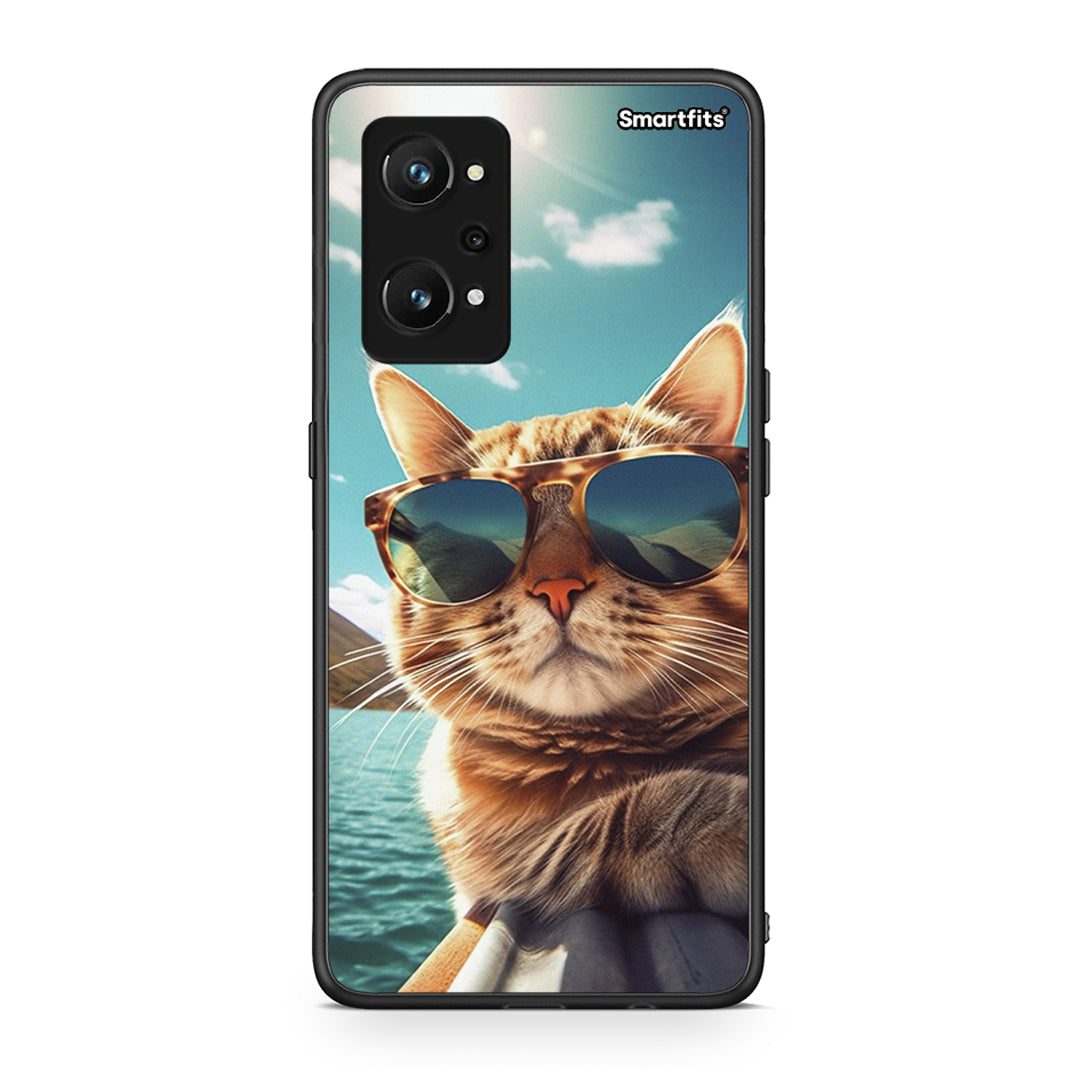 Realme GT Neo 3T Summer Cat θήκη από τη Smartfits με σχέδιο στο πίσω μέρος και μαύρο περίβλημα | Smartphone case with colorful back and black bezels by Smartfits