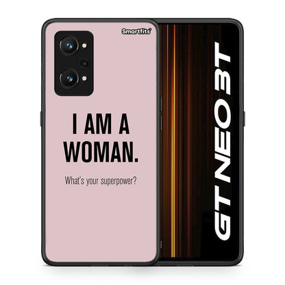 Θήκη Realme GT Neo 3T Superpower Woman από τη Smartfits με σχέδιο στο πίσω μέρος και μαύρο περίβλημα | Realme GT Neo 3T Superpower Woman case with colorful back and black bezels