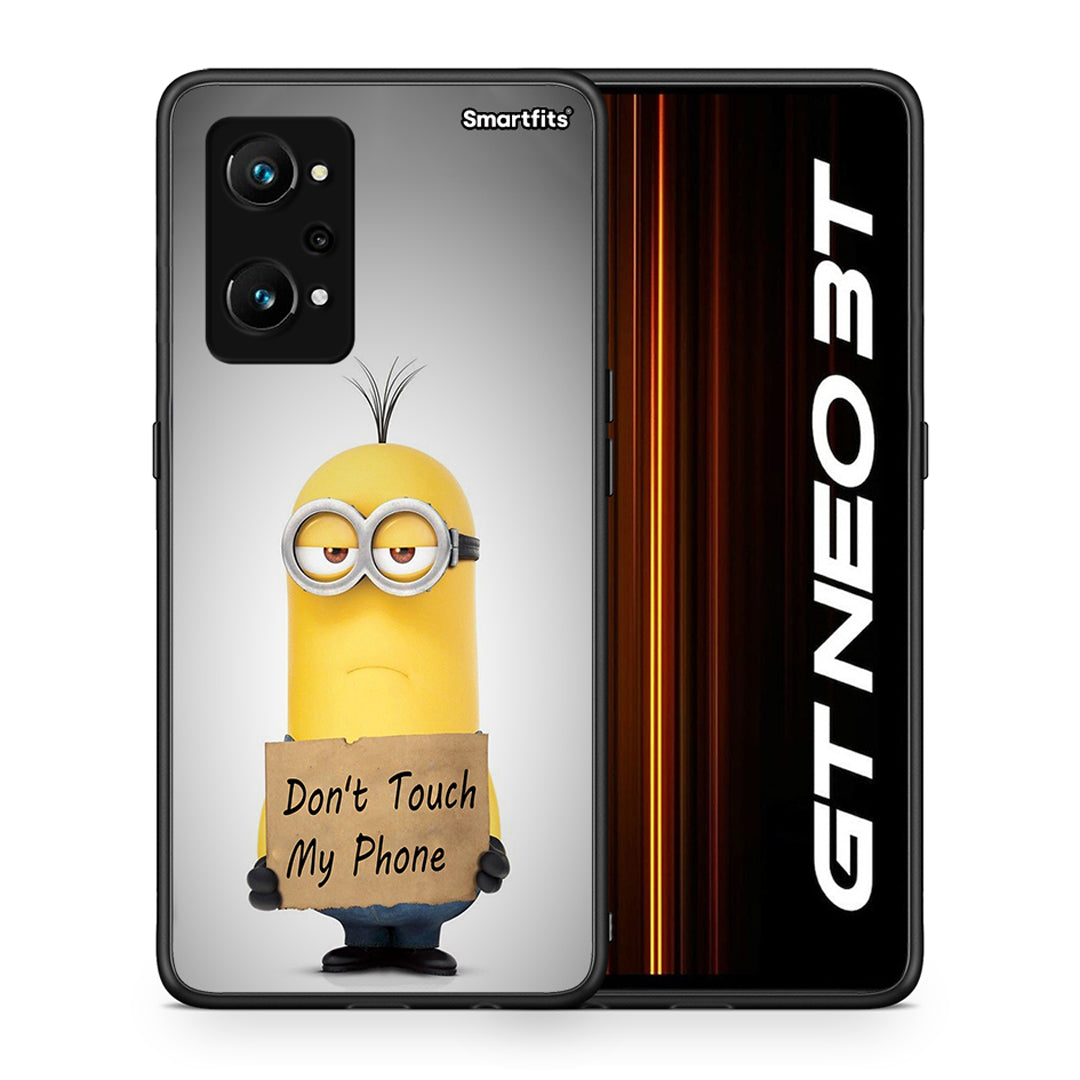 Θήκη Realme GT Neo 3T Minion Text από τη Smartfits με σχέδιο στο πίσω μέρος και μαύρο περίβλημα | Realme GT Neo 3T Minion Text case with colorful back and black bezels