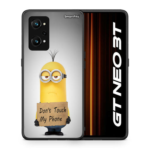 Θήκη Realme GT Neo 3T Minion Text από τη Smartfits με σχέδιο στο πίσω μέρος και μαύρο περίβλημα | Realme GT Neo 3T Minion Text case with colorful back and black bezels