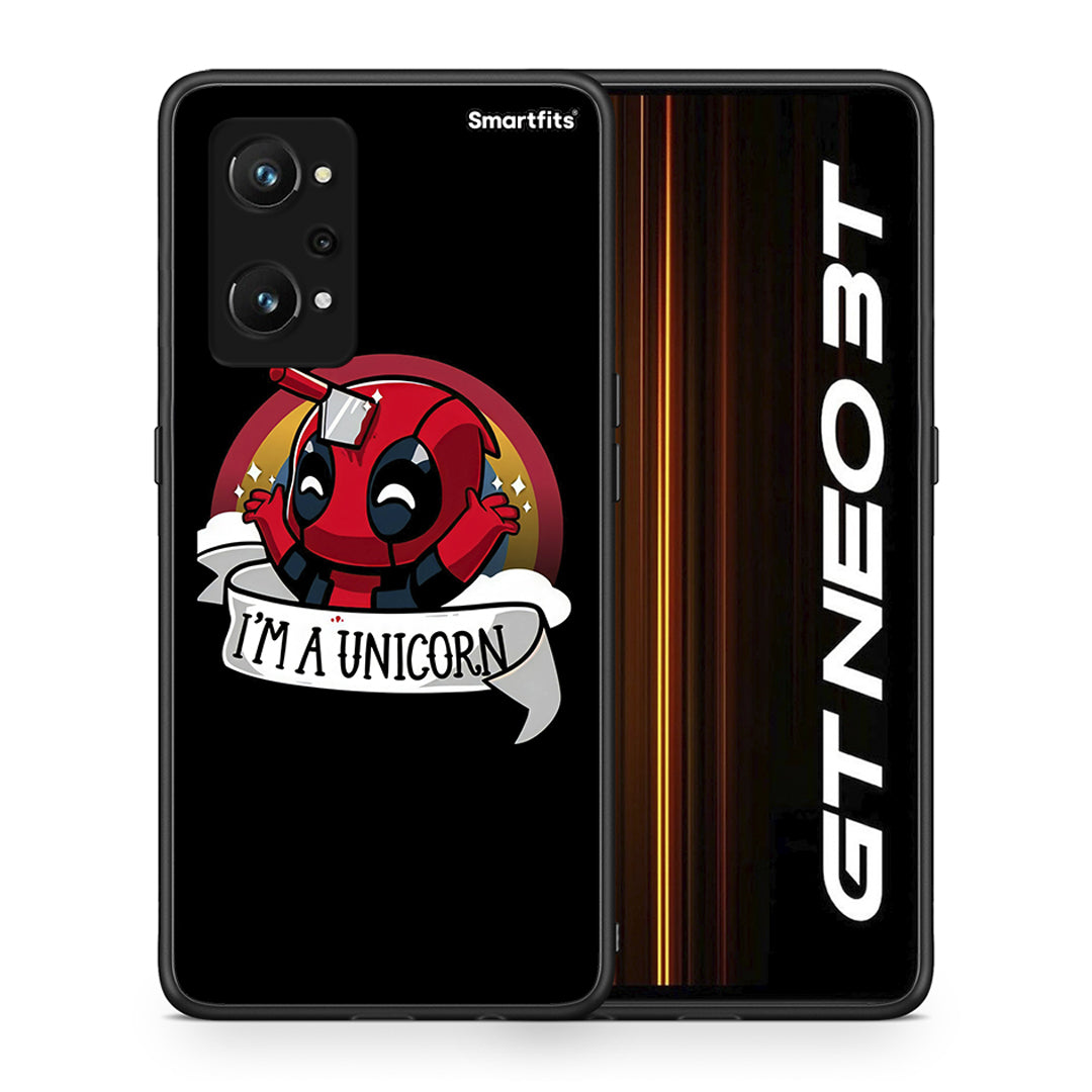 Θήκη Realme GT Neo 3T Unicorn Deadpool από τη Smartfits με σχέδιο στο πίσω μέρος και μαύρο περίβλημα | Realme GT Neo 3T Unicorn Deadpool case with colorful back and black bezels