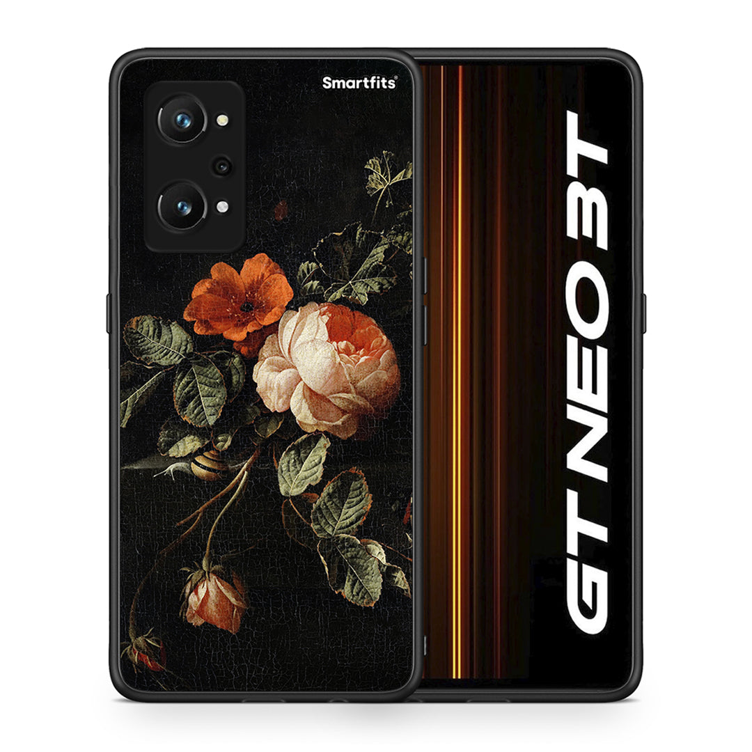 Θήκη Realme GT Neo 3T Vintage Roses από τη Smartfits με σχέδιο στο πίσω μέρος και μαύρο περίβλημα | Realme GT Neo 3T Vintage Roses case with colorful back and black bezels