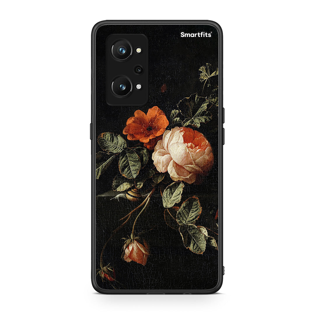 Realme GT Neo 3T Vintage Roses θήκη από τη Smartfits με σχέδιο στο πίσω μέρος και μαύρο περίβλημα | Smartphone case with colorful back and black bezels by Smartfits