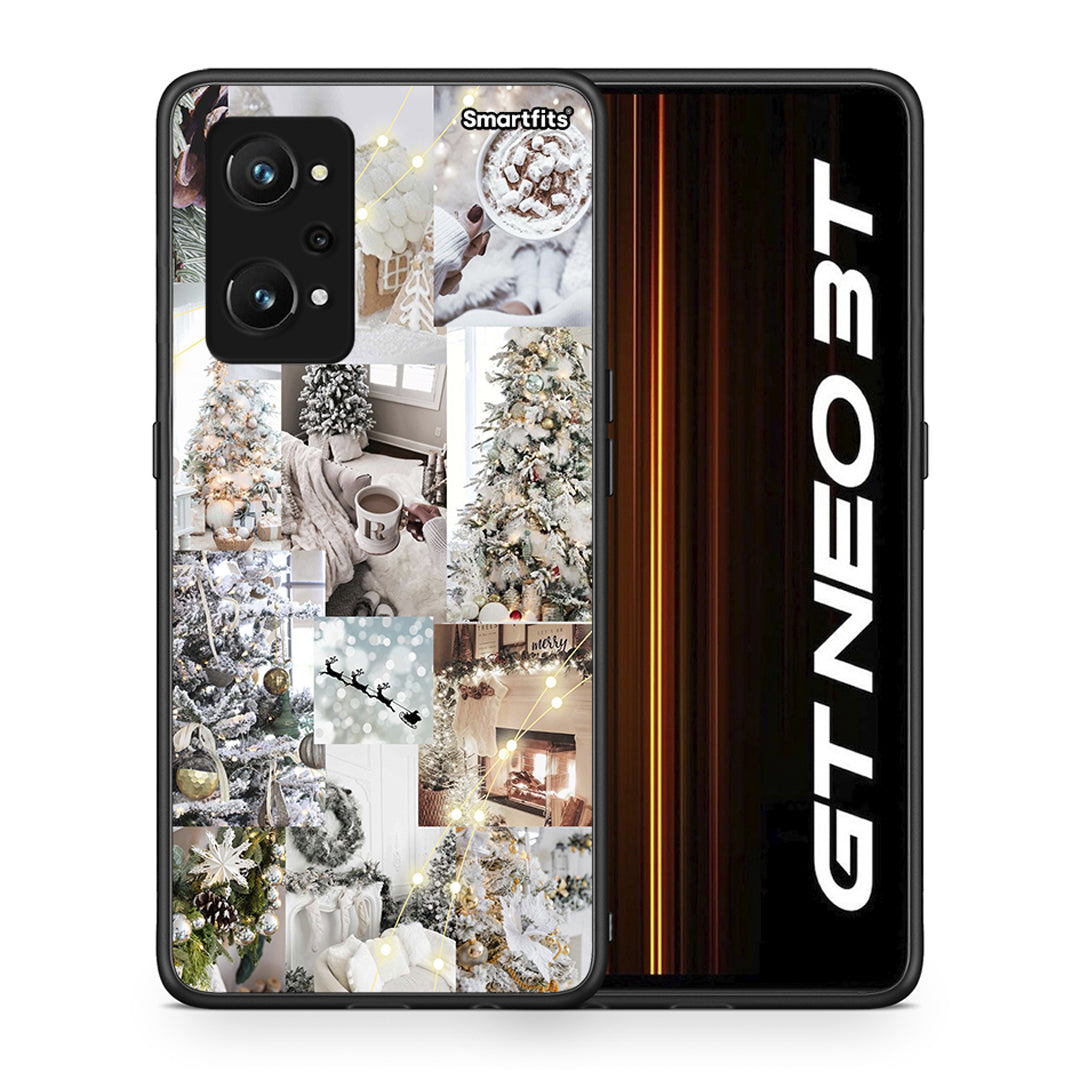 Θήκη Realme GT Neo 3T White Christmas από τη Smartfits με σχέδιο στο πίσω μέρος και μαύρο περίβλημα | Realme GT Neo 3T White Christmas case with colorful back and black bezels