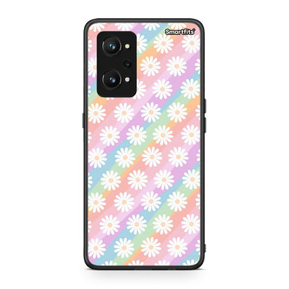Realme GT Neo 3T White Daisies θήκη από τη Smartfits με σχέδιο στο πίσω μέρος και μαύρο περίβλημα | Smartphone case with colorful back and black bezels by Smartfits