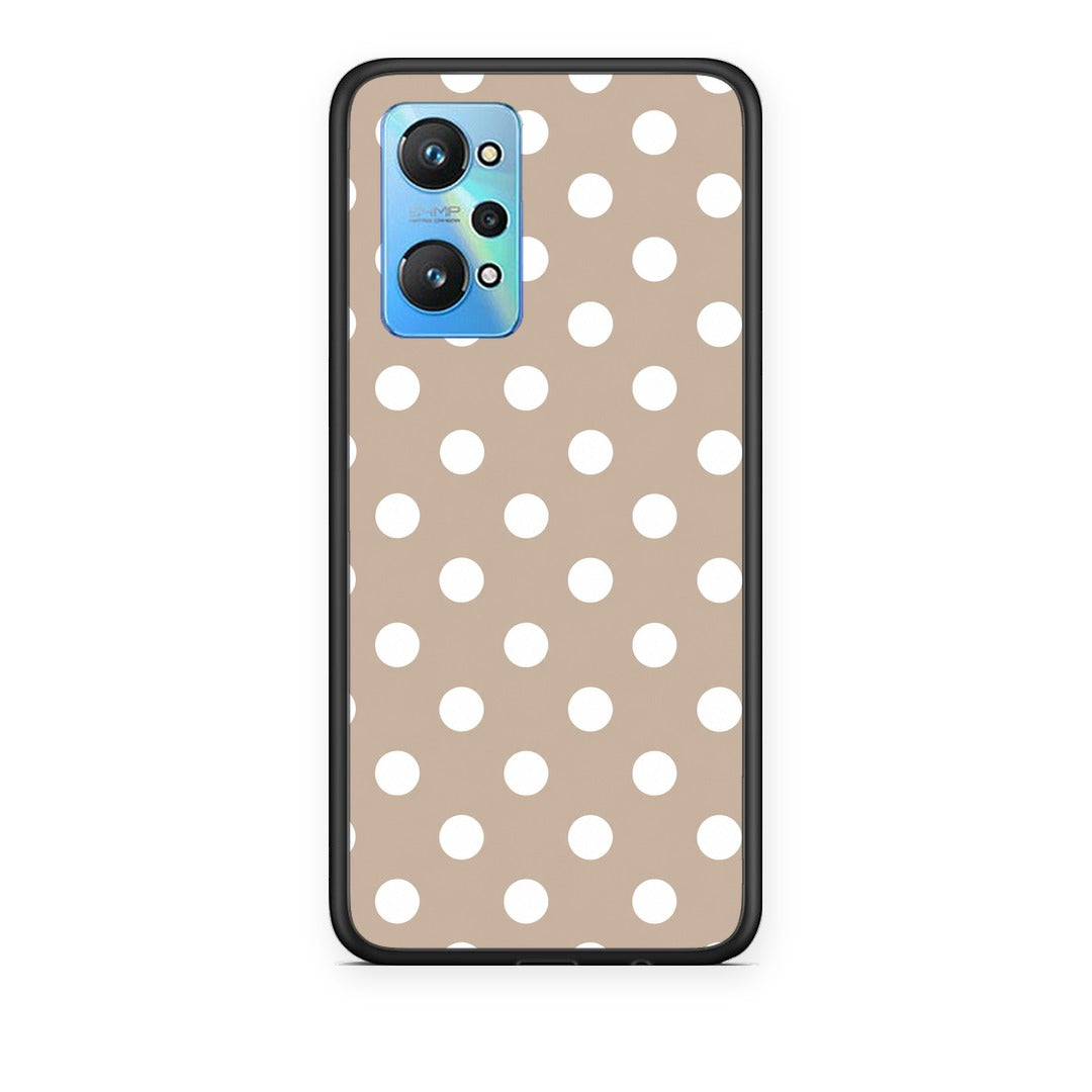 Θήκη Realme GT Neo 3T White Polka Dots on Taupe από τη Smartfits με σχέδιο στο πίσω μέρος και μαύρο περίβλημα | Realme GT Neo 3T White Polka Dots on Taupe case with colorful back and black bezels