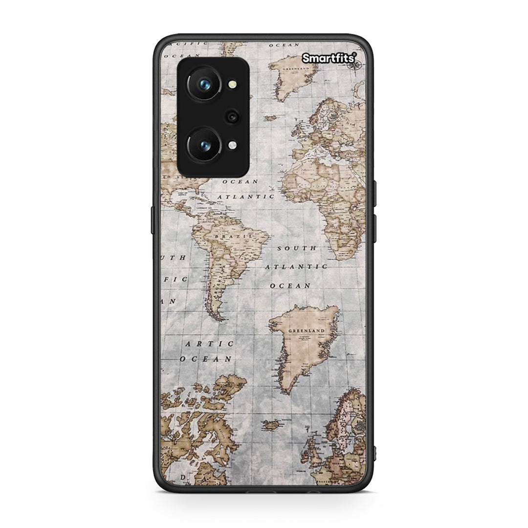 Realme GT Neo 3T World Map Θήκη από τη Smartfits με σχέδιο στο πίσω μέρος και μαύρο περίβλημα | Smartphone case with colorful back and black bezels by Smartfits