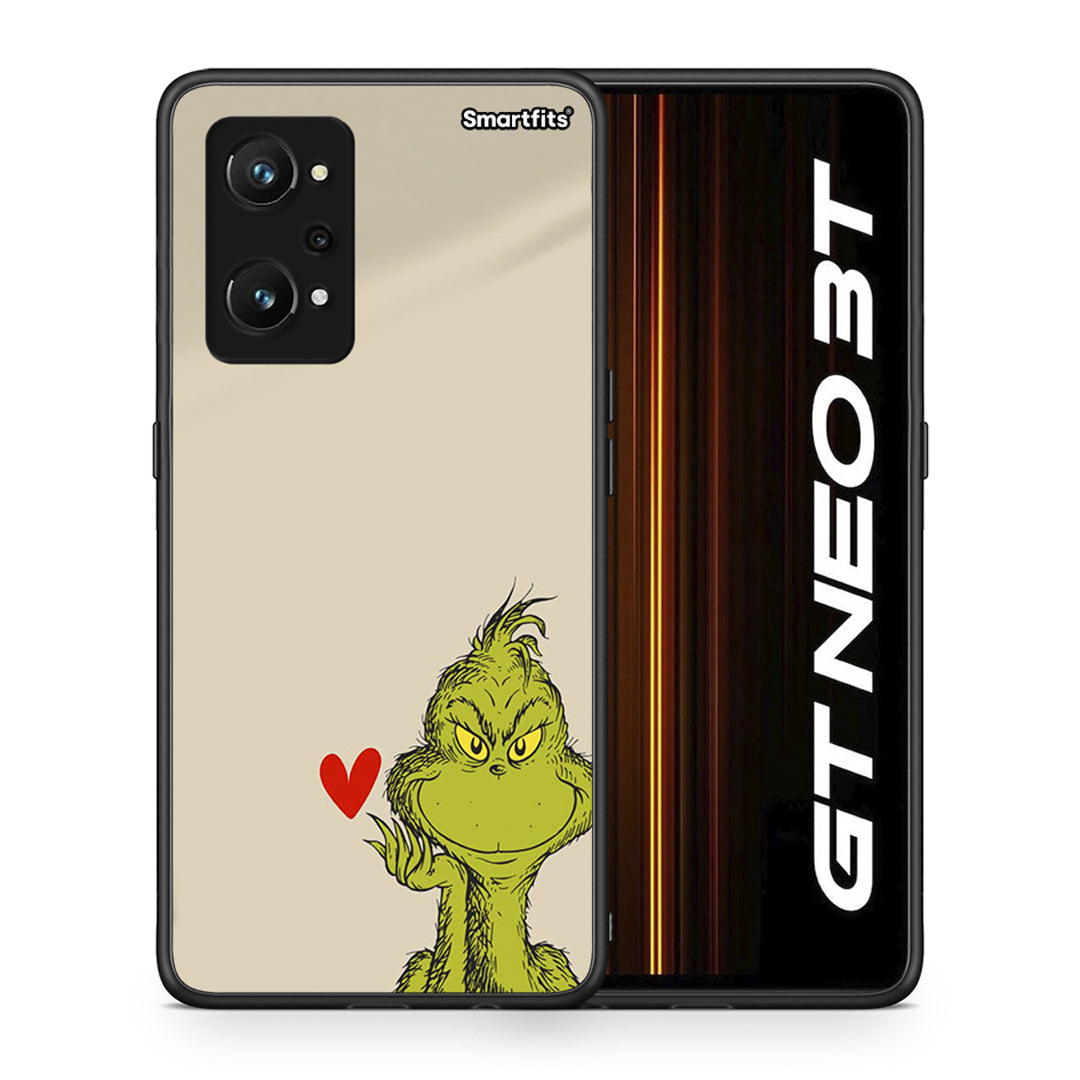 Θήκη Realme GT Neo 3T Xmas Grinch από τη Smartfits με σχέδιο στο πίσω μέρος και μαύρο περίβλημα | Realme GT Neo 3T Xmas Grinch case with colorful back and black bezels