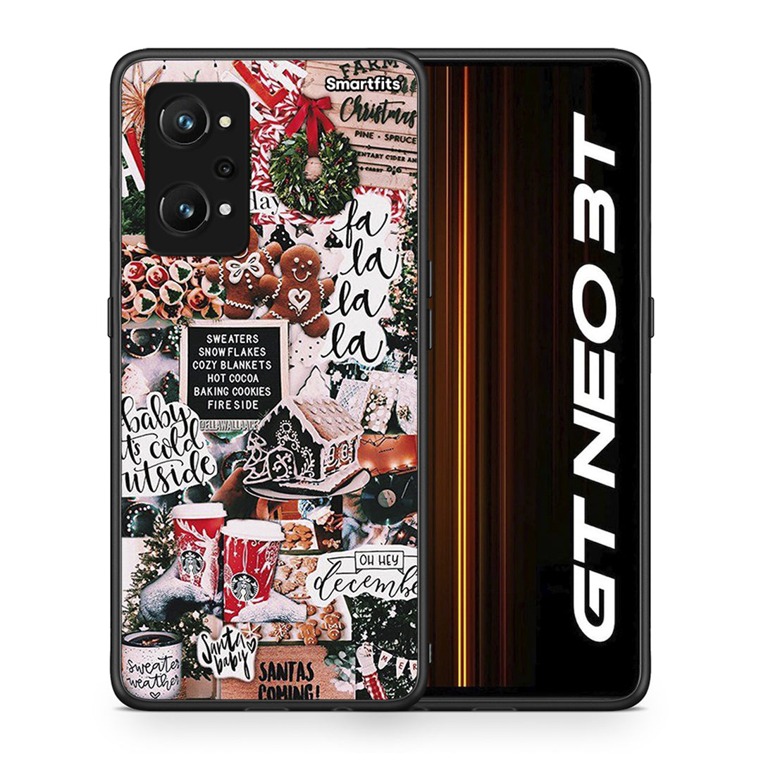 Θήκη Realme GT Neo 3T Xmas Habbits από τη Smartfits με σχέδιο στο πίσω μέρος και μαύρο περίβλημα | Realme GT Neo 3T Xmas Habbits case with colorful back and black bezels