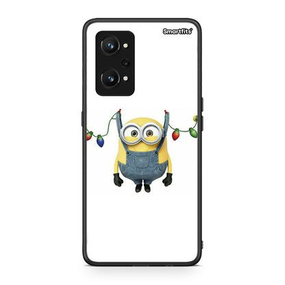 Realme GT Neo 3T Xmas Minion Lights θήκη από τη Smartfits με σχέδιο στο πίσω μέρος και μαύρο περίβλημα | Smartphone case with colorful back and black bezels by Smartfits