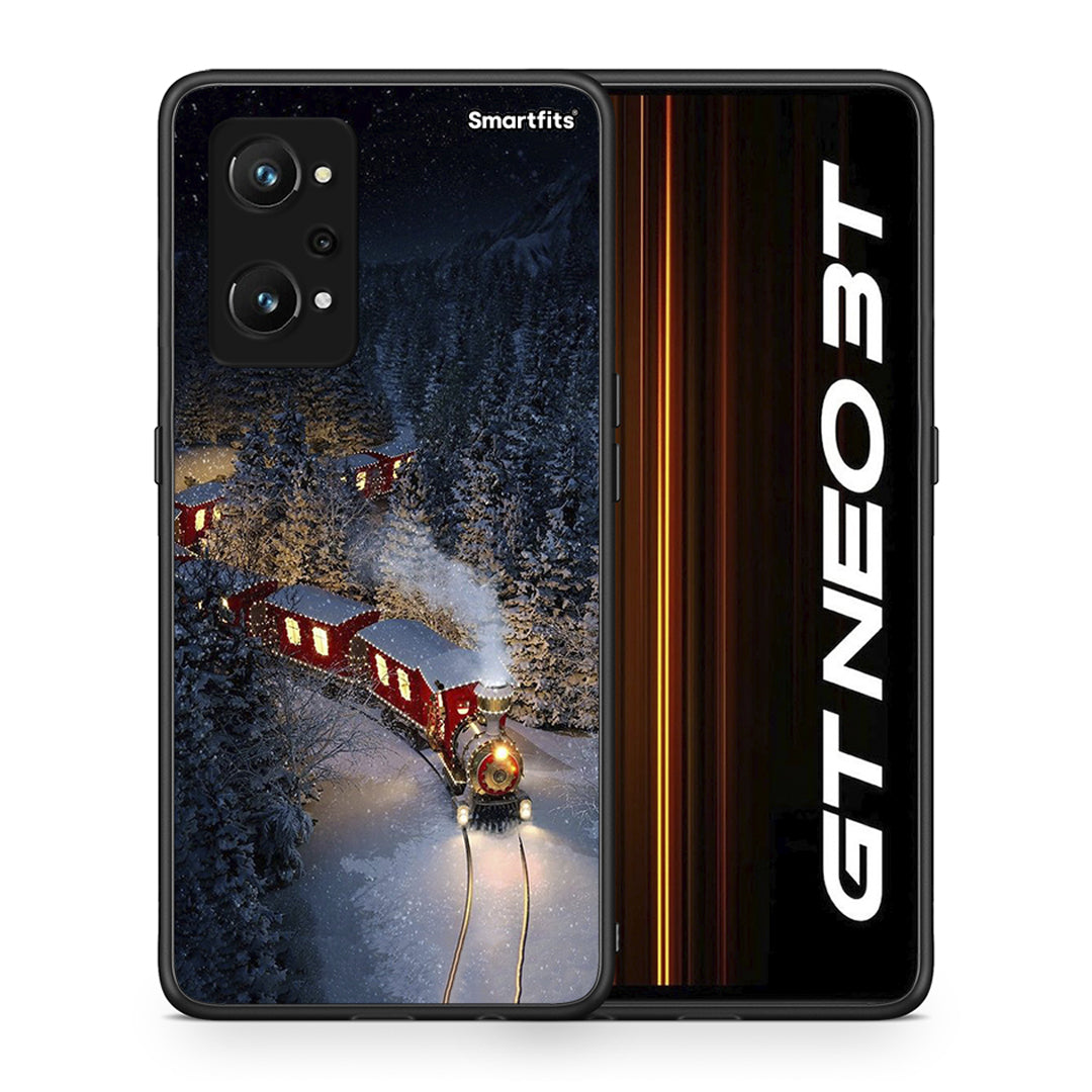 Θήκη Realme GT Neo 3T Xmas Train από τη Smartfits με σχέδιο στο πίσω μέρος και μαύρο περίβλημα | Realme GT Neo 3T Xmas Train case with colorful back and black bezels