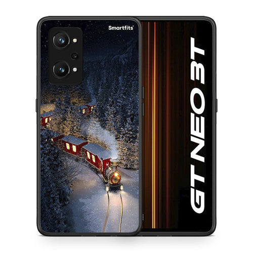 Θήκη Realme GT Neo 3T Xmas Train από τη Smartfits με σχέδιο στο πίσω μέρος και μαύρο περίβλημα | Realme GT Neo 3T Xmas Train case with colorful back and black bezels