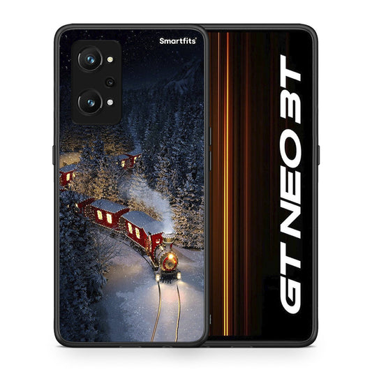 Θήκη Realme GT Neo 3T Xmas Train από τη Smartfits με σχέδιο στο πίσω μέρος και μαύρο περίβλημα | Realme GT Neo 3T Xmas Train case with colorful back and black bezels