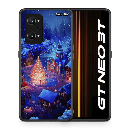 Θήκη Realme GT Neo 3T Xmas Village από τη Smartfits με σχέδιο στο πίσω μέρος και μαύρο περίβλημα | Realme GT Neo 3T Xmas Village case with colorful back and black bezels