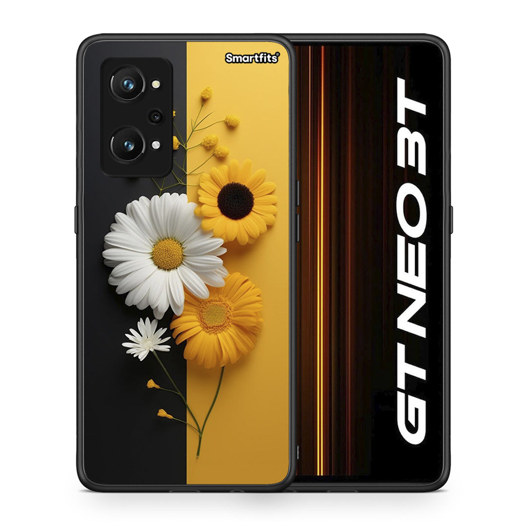 Θήκη Realme GT Neo 3T Yellow Daisies από τη Smartfits με σχέδιο στο πίσω μέρος και μαύρο περίβλημα | Realme GT Neo 3T Yellow Daisies case with colorful back and black bezels