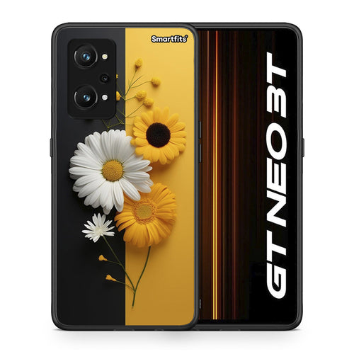 Θήκη Realme GT Neo 3T Yellow Daisies από τη Smartfits με σχέδιο στο πίσω μέρος και μαύρο περίβλημα | Realme GT Neo 3T Yellow Daisies case with colorful back and black bezels