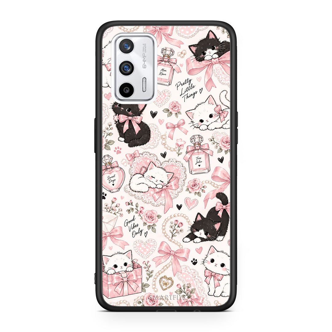 Θήκη Realme GT Pink Bows and Kittens Collage από τη Smartfits με σχέδιο στο πίσω μέρος και μαύρο περίβλημα | Realme GT Pink Bows and Kittens Collage case with colorful back and black bezels