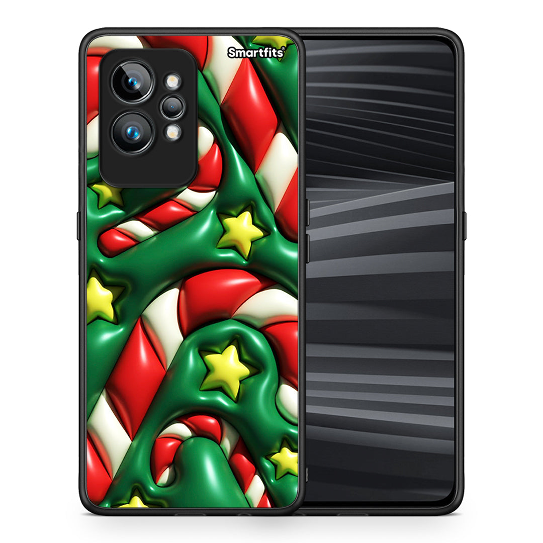 Θήκη Realme GT2 Pro Christmas Bubbles από τη Smartfits με σχέδιο στο πίσω μέρος και μαύρο περίβλημα | Realme GT2 Pro Christmas Bubbles Case with Colorful Back and Black Bezels