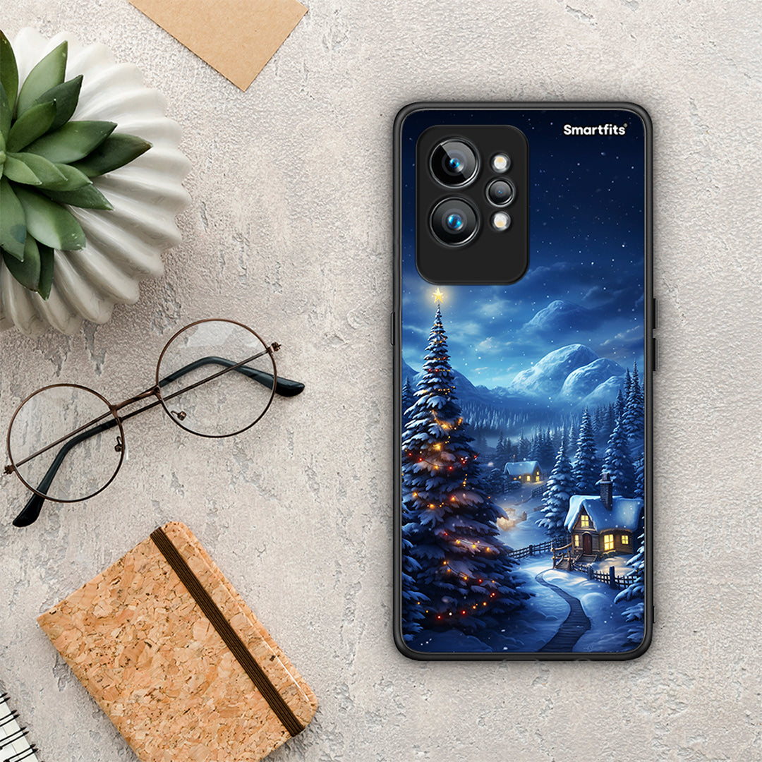 Θήκη Realme GT2 Pro Christmas Scenery από τη Smartfits με σχέδιο στο πίσω μέρος και μαύρο περίβλημα | Realme GT2 Pro Christmas Scenery Case with Colorful Back and Black Bezels