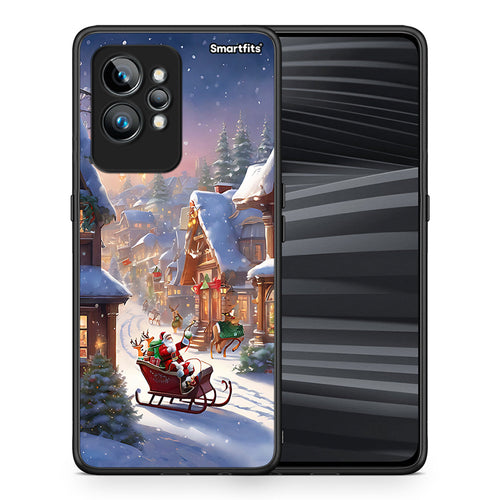 Θήκη Realme GT2 Pro Christmas Snow από τη Smartfits με σχέδιο στο πίσω μέρος και μαύρο περίβλημα | Realme GT2 Pro Christmas Snow Case with Colorful Back and Black Bezels