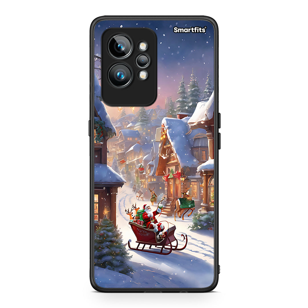 Θήκη Realme GT2 Pro Christmas Snow από τη Smartfits με σχέδιο στο πίσω μέρος και μαύρο περίβλημα | Realme GT2 Pro Christmas Snow Case with Colorful Back and Black Bezels