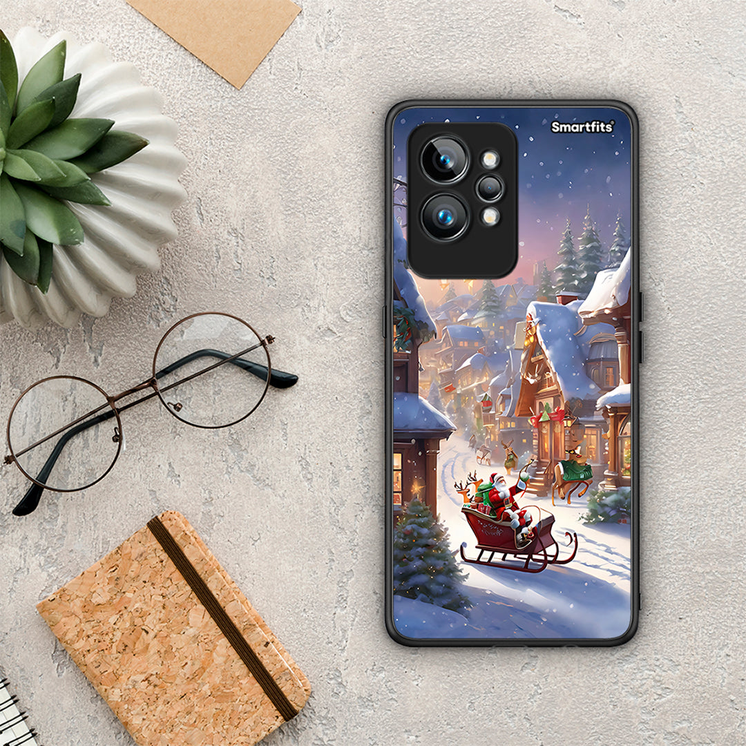 Θήκη Realme GT2 Pro Christmas Snow από τη Smartfits με σχέδιο στο πίσω μέρος και μαύρο περίβλημα | Realme GT2 Pro Christmas Snow Case with Colorful Back and Black Bezels