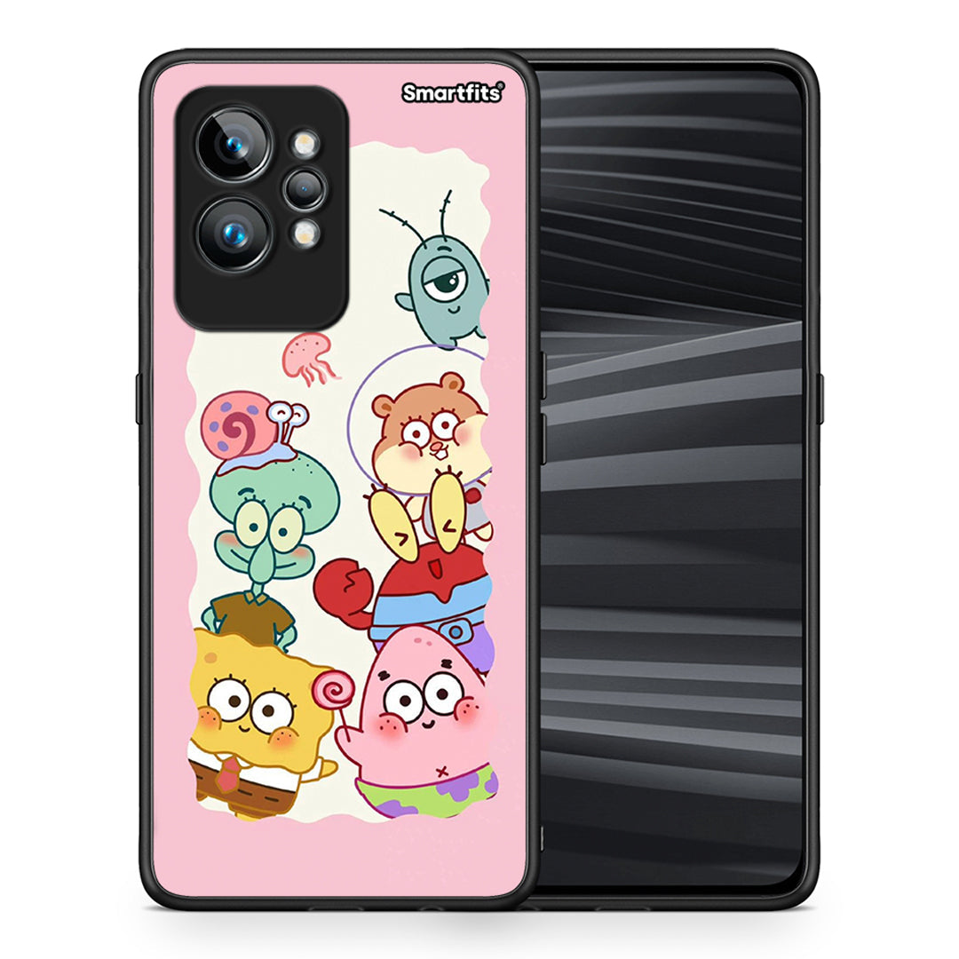 Θήκη Realme GT2 Cute Companion από τη Smartfits με σχέδιο στο πίσω μέρος και μαύρο περίβλημα | Realme GT2 Cute Companion Case with Colorful Back and Black Bezels
