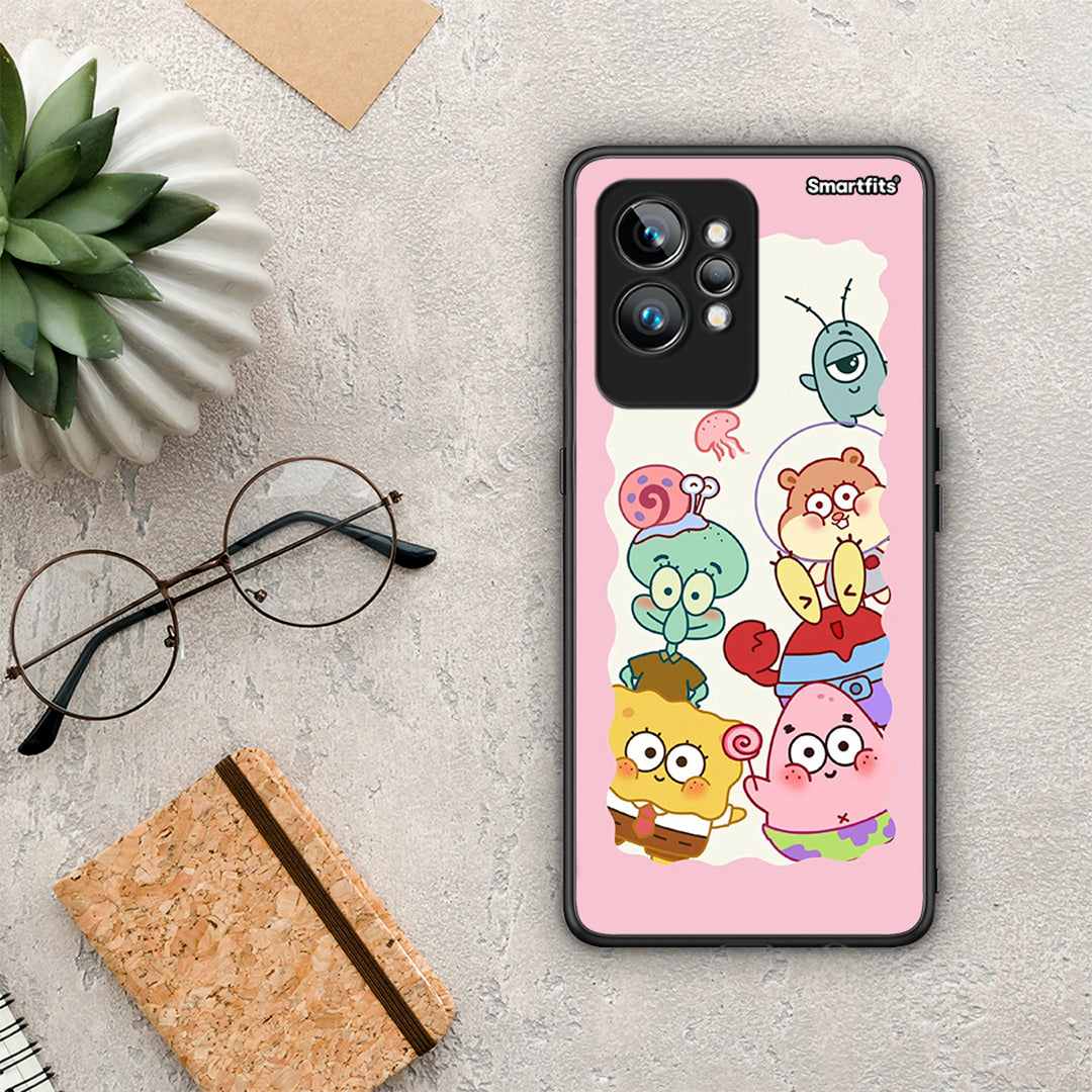 Θήκη Realme GT2 Cute Companion από τη Smartfits με σχέδιο στο πίσω μέρος και μαύρο περίβλημα | Realme GT2 Cute Companion Case with Colorful Back and Black Bezels