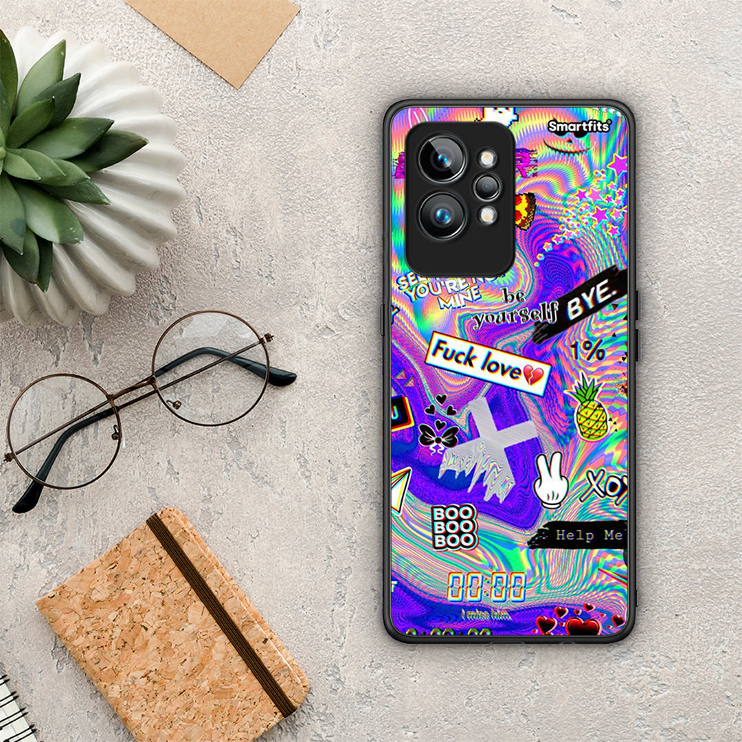 Θήκη Realme GT2 Game Over από τη Smartfits με σχέδιο στο πίσω μέρος και μαύρο περίβλημα | Realme GT2 Game Over Case with Colorful Back and Black Bezels