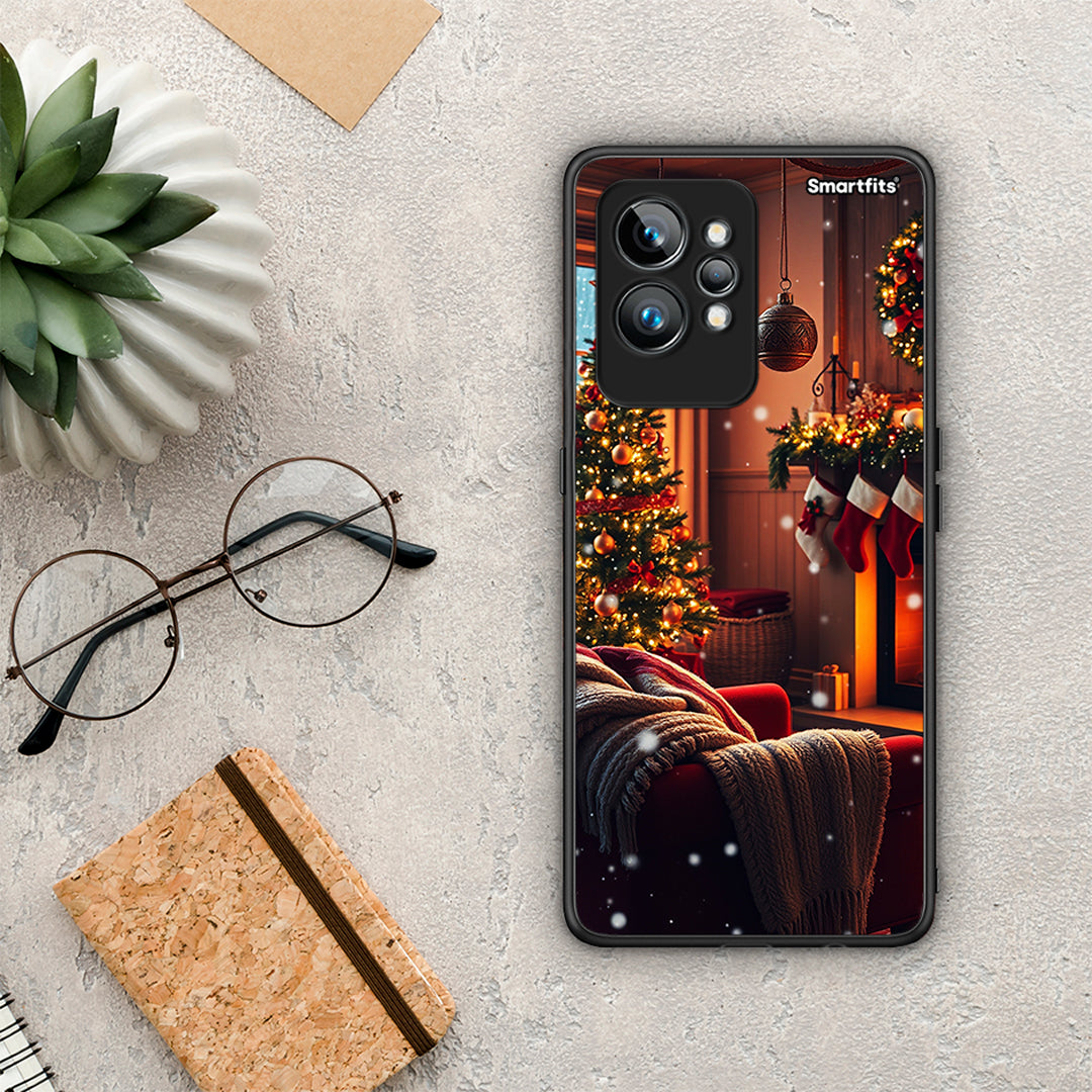 Θήκη Realme GT2 Pro Home For Christmas από τη Smartfits με σχέδιο στο πίσω μέρος και μαύρο περίβλημα | Realme GT2 Pro Home For Christmas Case with Colorful Back and Black Bezels