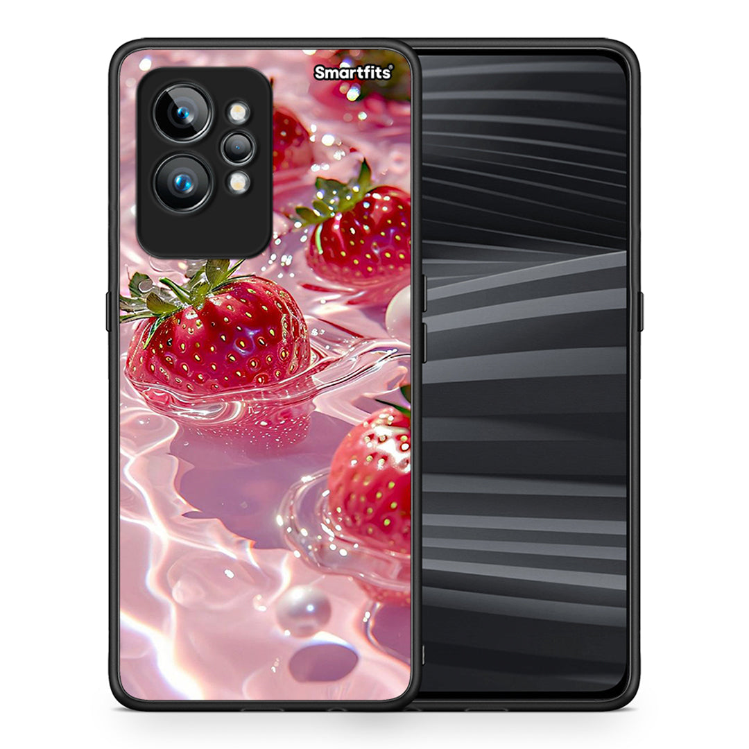 Θήκη Realme GT2 Juicy Strawberries από τη Smartfits με σχέδιο στο πίσω μέρος και μαύρο περίβλημα | Realme GT2 Juicy Strawberries Case with Colorful Back and Black Bezels