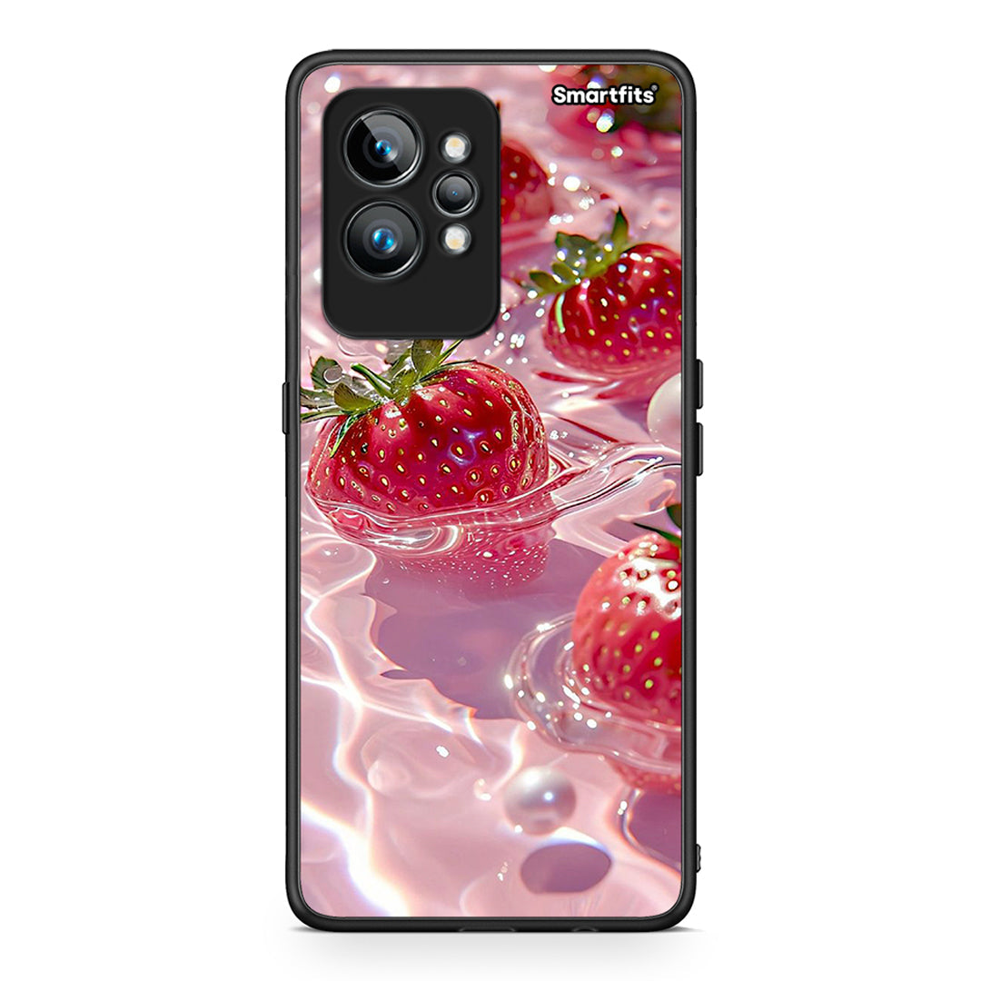 Θήκη Realme GT2 Pro Juicy Strawberries από τη Smartfits με σχέδιο στο πίσω μέρος και μαύρο περίβλημα | Realme GT2 Pro Juicy Strawberries Case with Colorful Back and Black Bezels