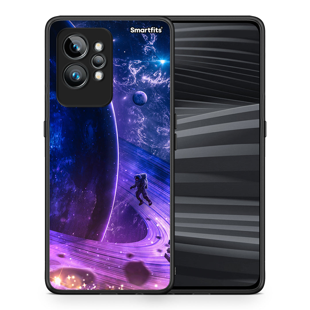 Θήκη Realme GT2 Lost Astronaut από τη Smartfits με σχέδιο στο πίσω μέρος και μαύρο περίβλημα | Realme GT2 Lost Astronaut Case with Colorful Back and Black Bezels
