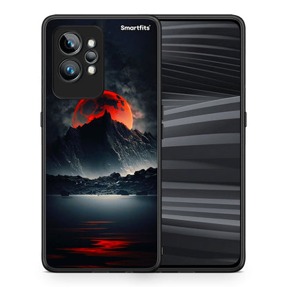 Θήκη Realme GT2 Red Full Moon από τη Smartfits με σχέδιο στο πίσω μέρος και μαύρο περίβλημα | Realme GT2 Red Full Moon Case with Colorful Back and Black Bezels