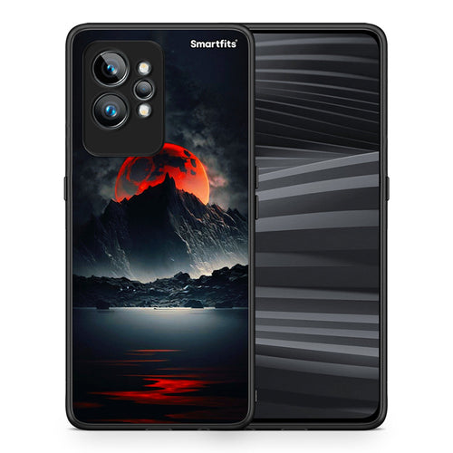 Θήκη Realme GT2 Red Full Moon από τη Smartfits με σχέδιο στο πίσω μέρος και μαύρο περίβλημα | Realme GT2 Red Full Moon Case with Colorful Back and Black Bezels