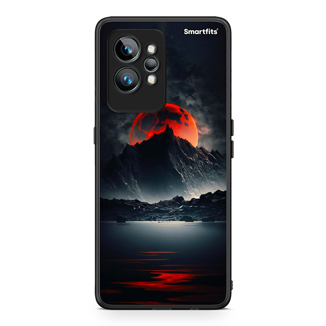 Θήκη Realme GT2 Red Full Moon από τη Smartfits με σχέδιο στο πίσω μέρος και μαύρο περίβλημα | Realme GT2 Red Full Moon Case with Colorful Back and Black Bezels
