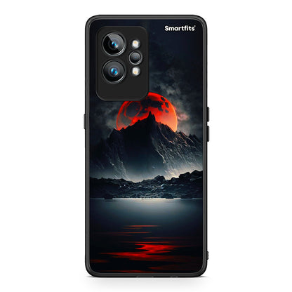 Θήκη Realme GT2 Red Full Moon από τη Smartfits με σχέδιο στο πίσω μέρος και μαύρο περίβλημα | Realme GT2 Red Full Moon Case with Colorful Back and Black Bezels