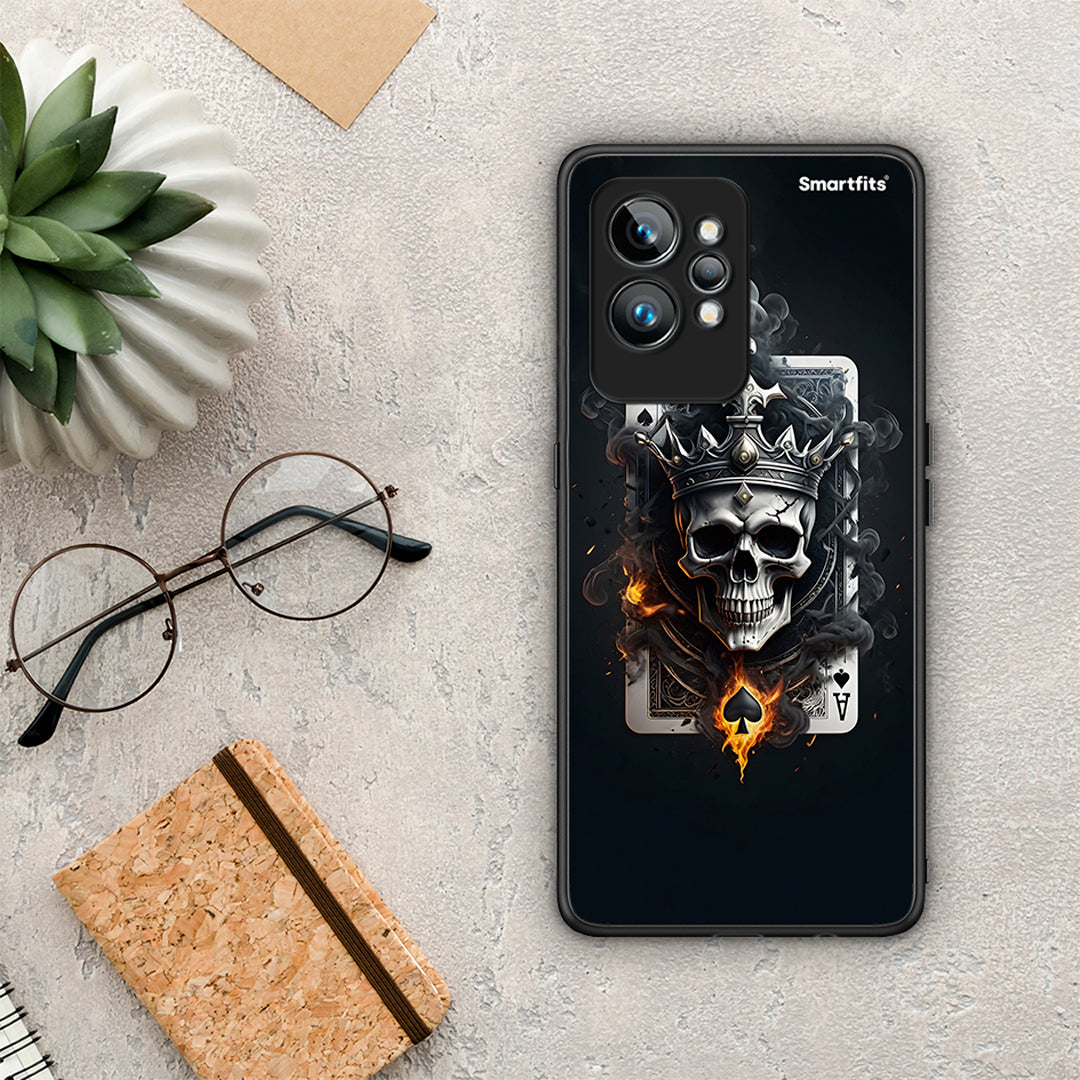 Θήκη Realme GT2 Skull King Ace από τη Smartfits με σχέδιο στο πίσω μέρος και μαύρο περίβλημα | Realme GT2 Skull King Ace Case with Colorful Back and Black Bezels