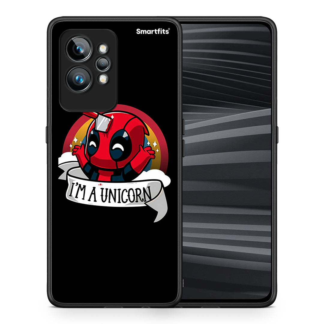 Θήκη Realme GT2 Unicorn Deadpool από τη Smartfits με σχέδιο στο πίσω μέρος και μαύρο περίβλημα | Realme GT2 Unicorn Deadpool Case with Colorful Back and Black Bezels