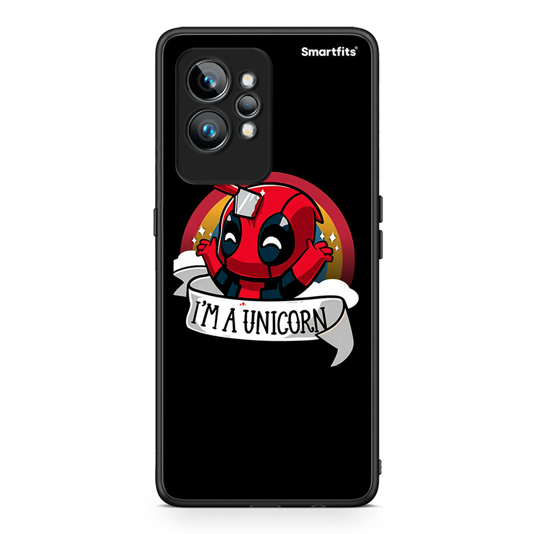 Θήκη Realme GT2 Unicorn Deadpool από τη Smartfits με σχέδιο στο πίσω μέρος και μαύρο περίβλημα | Realme GT2 Unicorn Deadpool Case with Colorful Back and Black Bezels