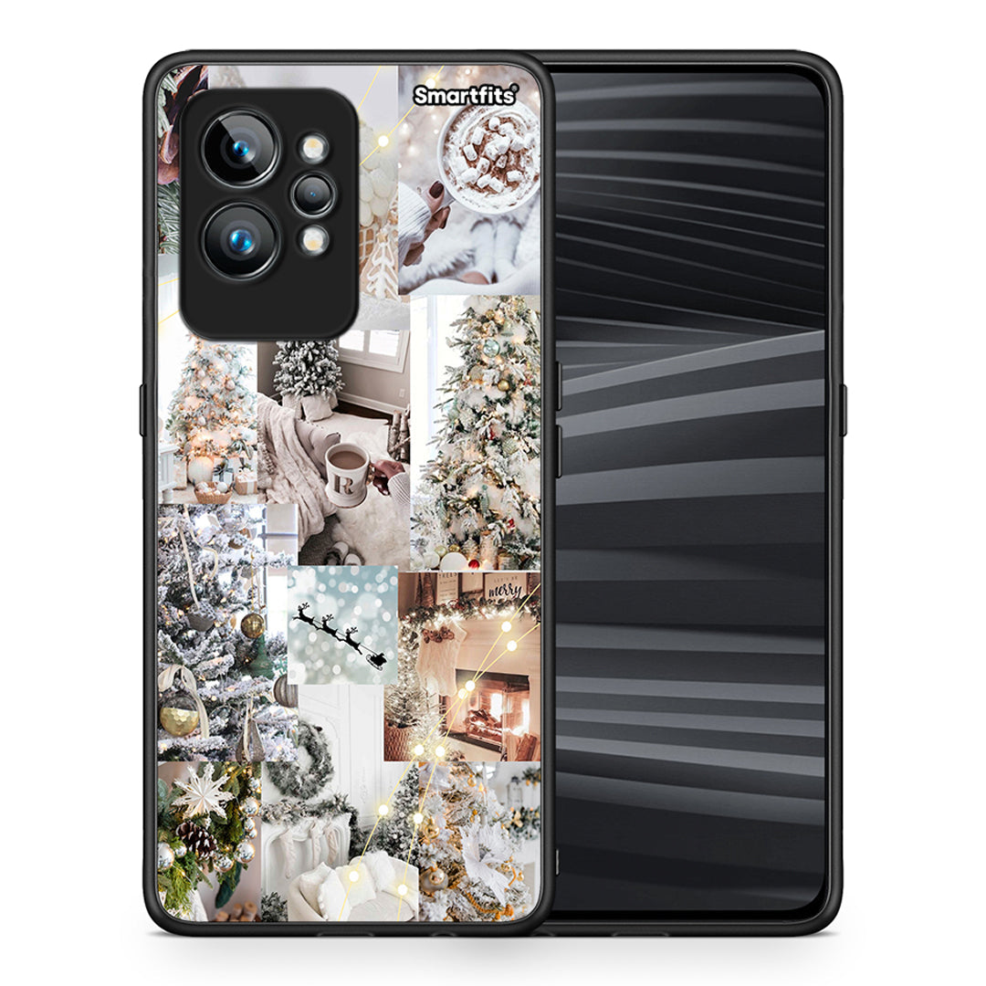 Θήκη Realme GT2 Pro White Christmas από τη Smartfits με σχέδιο στο πίσω μέρος και μαύρο περίβλημα | Realme GT2 Pro White Christmas Case with Colorful Back and Black Bezels