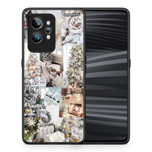Θήκη Realme GT2 Pro White Christmas από τη Smartfits με σχέδιο στο πίσω μέρος και μαύρο περίβλημα | Realme GT2 Pro White Christmas Case with Colorful Back and Black Bezels