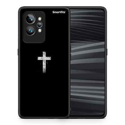Θήκη Realme GT2 White Cross από τη Smartfits με σχέδιο στο πίσω μέρος και μαύρο περίβλημα | Realme GT2 White Cross Case with Colorful Back and Black Bezels