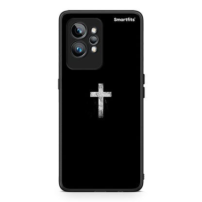 Θήκη Realme GT2 White Cross από τη Smartfits με σχέδιο στο πίσω μέρος και μαύρο περίβλημα | Realme GT2 White Cross Case with Colorful Back and Black Bezels