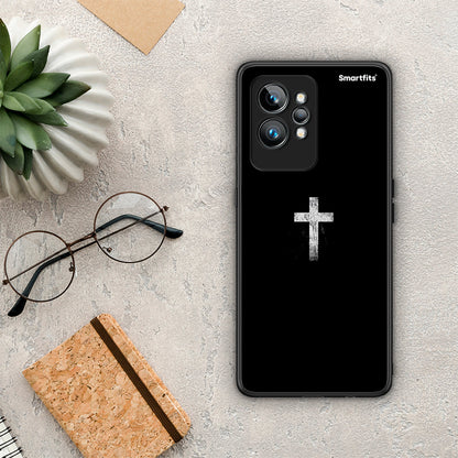 Θήκη Realme GT2 White Cross από τη Smartfits με σχέδιο στο πίσω μέρος και μαύρο περίβλημα | Realme GT2 White Cross Case with Colorful Back and Black Bezels
