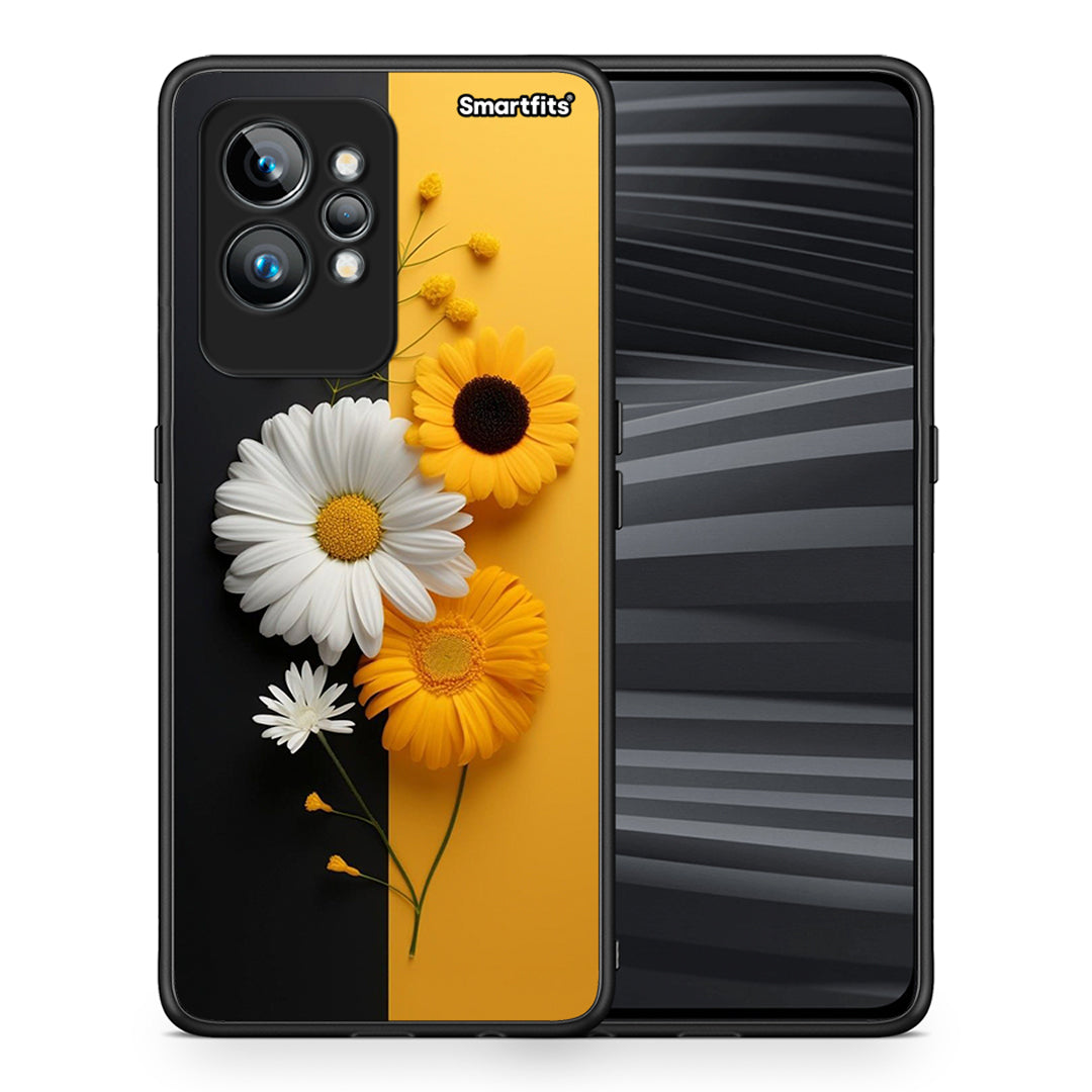 Θήκη Realme GT2 Pro Yellow Daisies από τη Smartfits με σχέδιο στο πίσω μέρος και μαύρο περίβλημα | Realme GT2 Pro Yellow Daisies Case with Colorful Back and Black Bezels