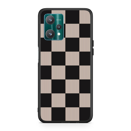 Θήκη Realme 9 Pro Black and Taupe Striped Checks από τη Smartfits με σχέδιο στο πίσω μέρος και μαύρο περίβλημα | Realme 9 Pro Black and Taupe Striped Checks case with colorful back and black bezels