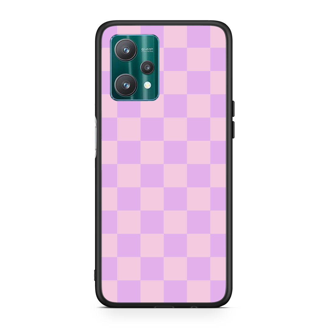 Θήκη Realme 9 Pro Lavender and Pink Checkerboard από τη Smartfits με σχέδιο στο πίσω μέρος και μαύρο περίβλημα | Realme 9 Pro Lavender and Pink Checkerboard case with colorful back and black bezels