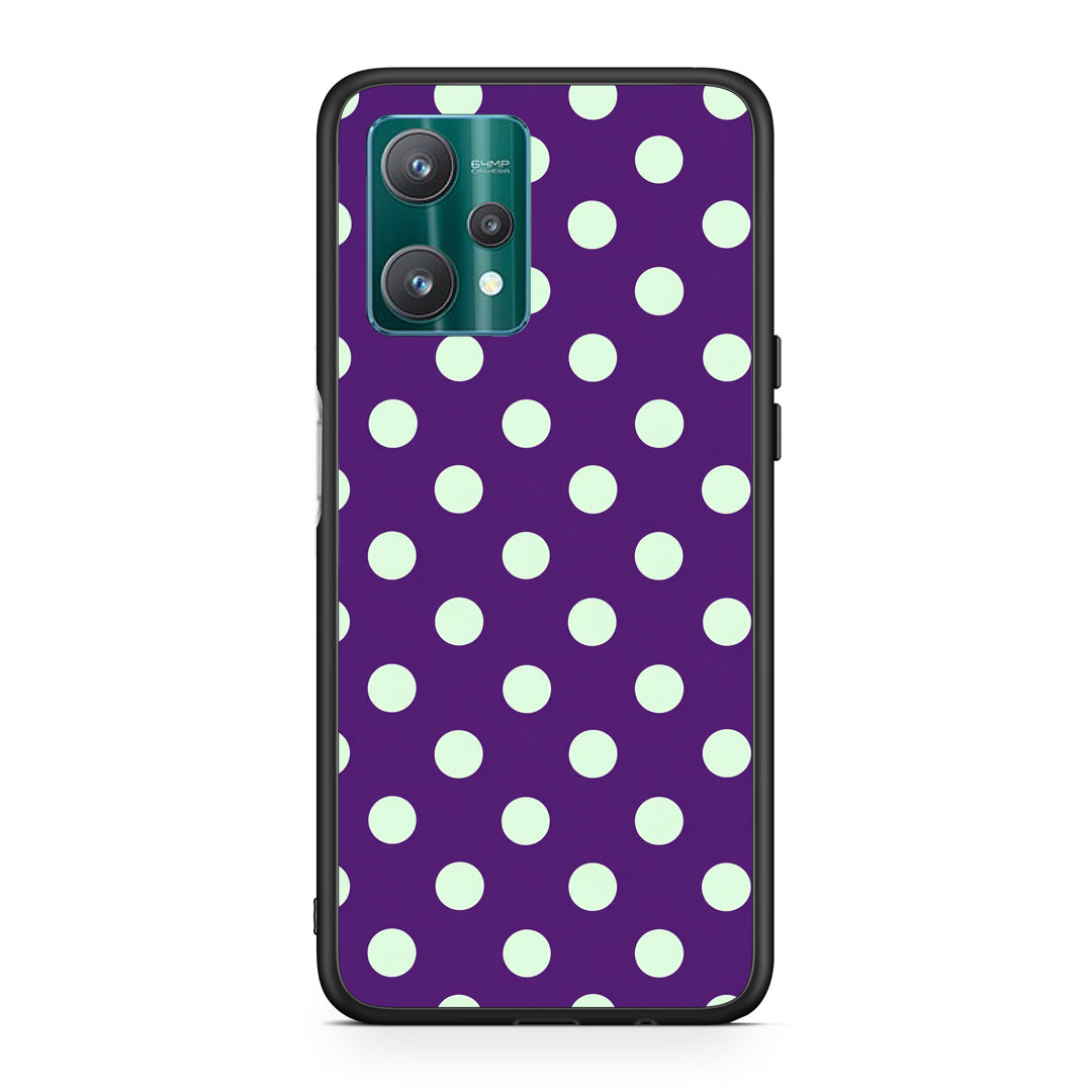 Θήκη Realme 9 Pro Mint Polka Dots on Purple από τη Smartfits με σχέδιο στο πίσω μέρος και μαύρο περίβλημα | Realme 9 Pro Mint Polka Dots on Purple case with colorful back and black bezels